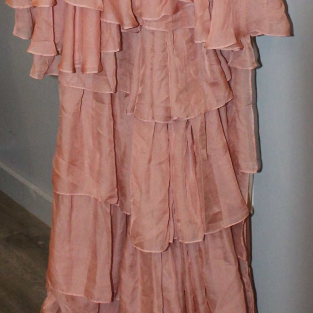 NWT IEENA for MAC DUGGAL 55320 Hi Low Ruffle‎ Gown Mauve Pink - Picture 6 of 7